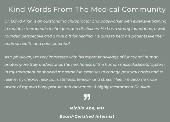 Testimonial from Dr. Michio Abe, MD