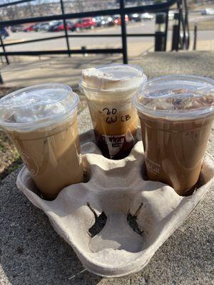 White rose latte, Cupids cold brew, Chocolate covered strawberry