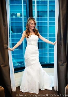 bride with window view