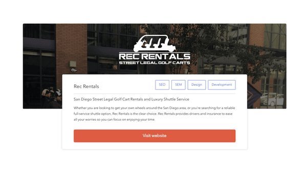 Rec Rentals - one of our client projects