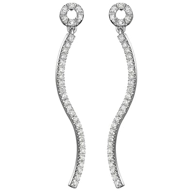 A different take on the line earring.  Diamonds set in white gold molded to a sexy little curve.