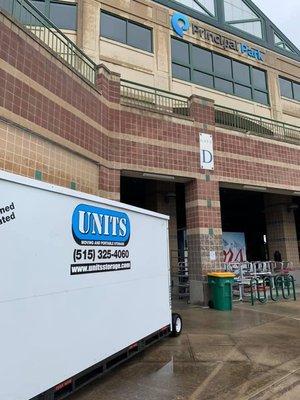 UNITS container at Principal Park, home of the Iowa Cubs