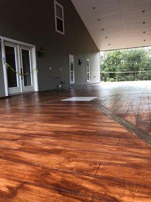 Custome concrete wood look over lay. Custom pattern