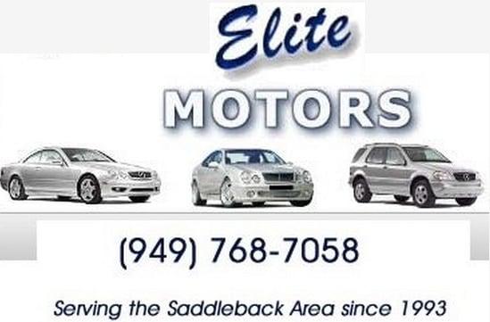 Welcome to Elite Motors Inc. Over 50 years combined experience, working on Mercedes Benz exclusively. Call 949-768-7058