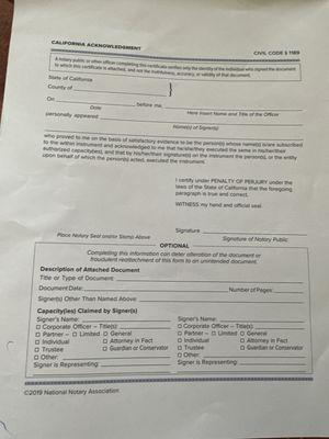 Most common used notary form 
Ca acknowledgment