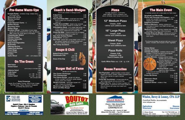 Coach's Corner 2017 Menu