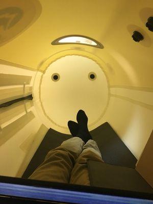 Inside the hyperbaric oxygen chamber