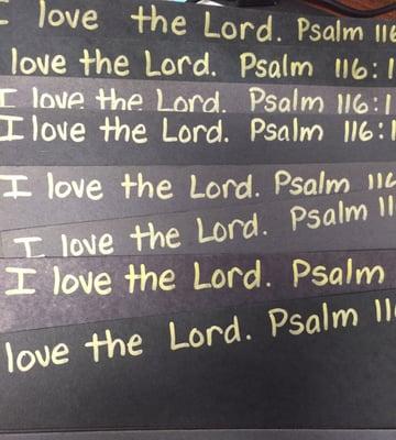 Preparing for the preschool on Sunday. I feel like I'm in trouble writing, "I love the Lord" 100 times on the chalkboard. Lol!