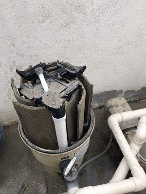 Pool filter service Before