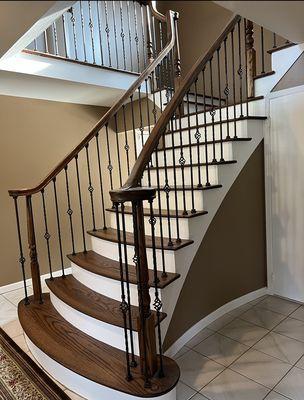 Special walnut stain color for this staircase and railings