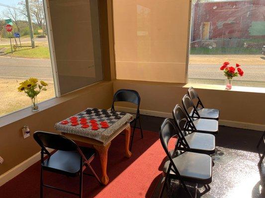 Come in and play a game of checkers!