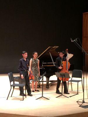 My piano student performing in the Junior Chamber Music program