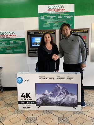 Our first place winner in the month of April 15 TV congratulations