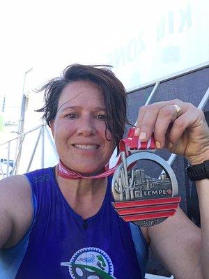 Smiling after the Tempe International Triathlon