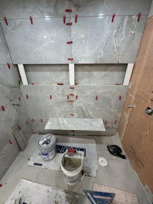 Tiling of custom shower