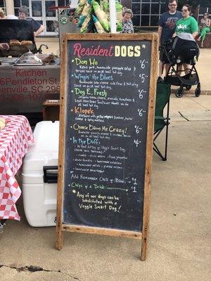 Resident dogs menu at the Indie Craft Parade