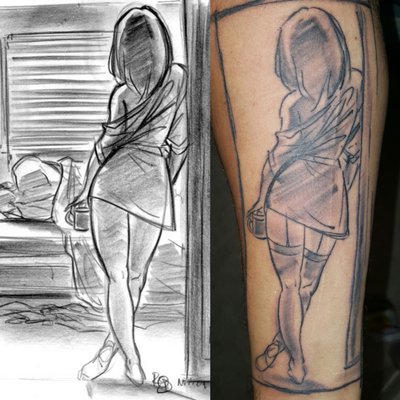 Sketch I brought Mike along with finished product after modifications I asked for. In person in looks just like a pencil sketch.