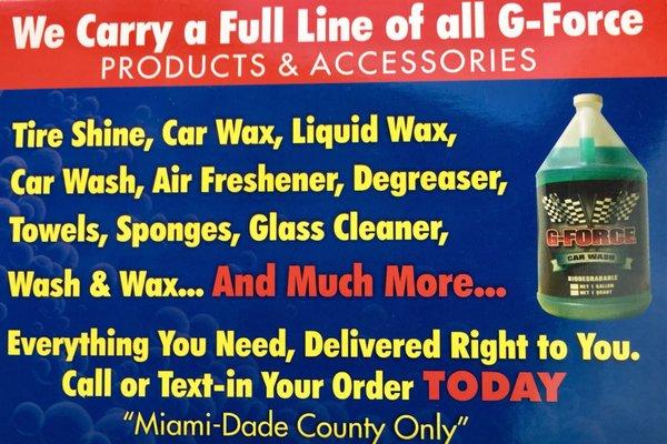 Tire shine, car wax, liquid wax, car wash, air freshener, degreaser, towels, sponges, glass cleaner, wash & wax...