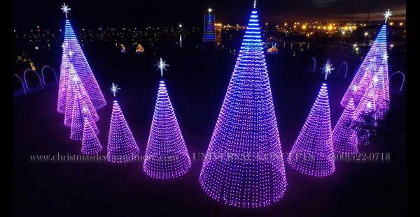 Our RGB color-changing trees and features across the country can sync with your music for a stunning show