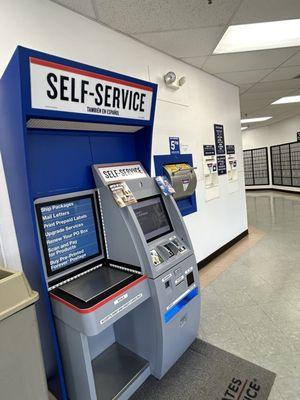 The self-service machine inside the front entrance of the USPS Battleground Office in Greensboro, NC.