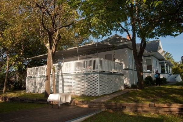 View of the back porch (very pretty at night)