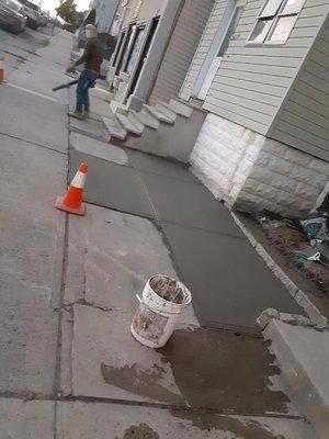 New concrete pads n new limestone on the steps