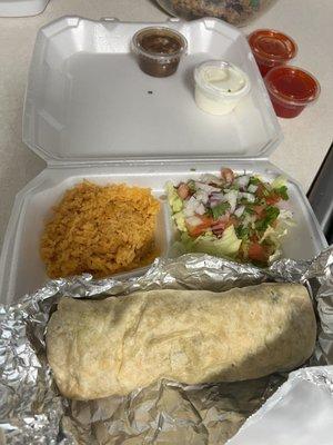 Burrito with chicken - would not recommend the chicken