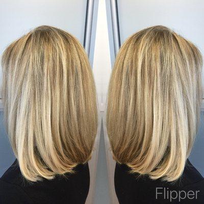 Layered slight A-line bob! Beautiful Blonde!