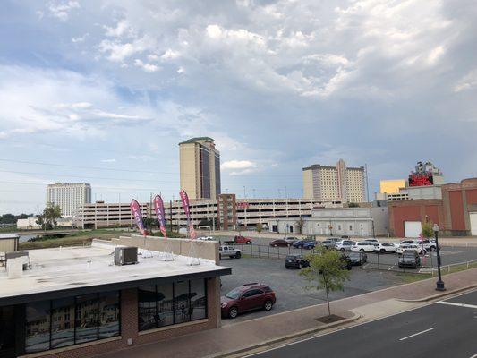 8/17/18. Friday night. 4th Annual Geek'd Con. Day one of three day weekend pop culture event. View from the parking garage. Red Level A.