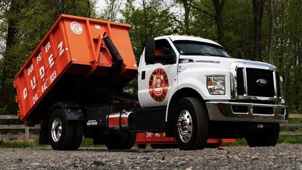 Dumpster dudez of Raleigh.  It has 4 different sized containers for rent 10YD, 15YD, 20YD and 25 YD, which will all be available in the Rale