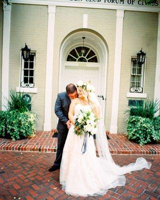 Another shot of my giant bridal bouquet and flower crown (again the looped ribbon)