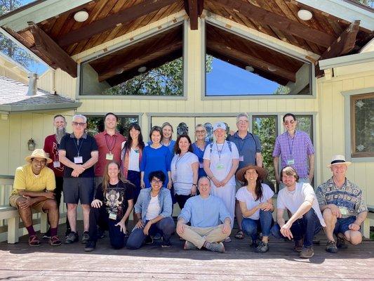 Ananda Online students and teachers outside of the teaching temple.