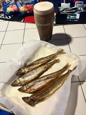 many varieties of smoked and dry fish for your favorite beer