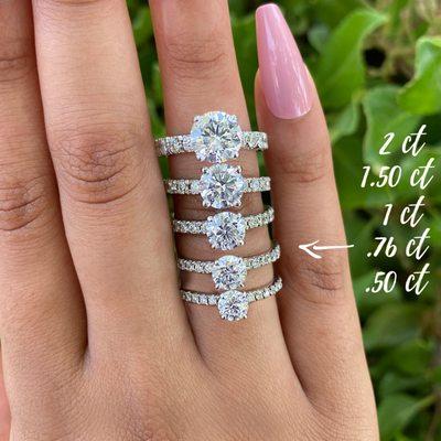 Which diamond size is best for you?  Come see them in person.