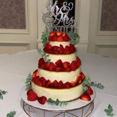 4 Tiered Traditional Strawberry Cheesecake Wedding Cake