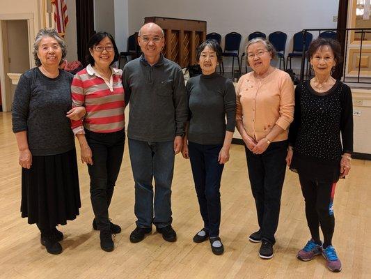 Kent and Sandy Dance Instructors with patrons-Free Exercise class with  Line dancing before lunch!