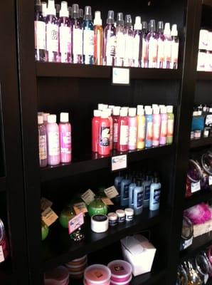 Body sprays, shower gels, and a few Harry Potter butterbeer body creams.