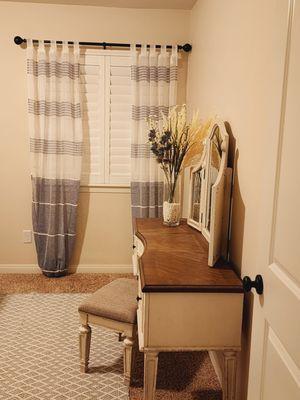 French county styled guest room with beautiful vanity