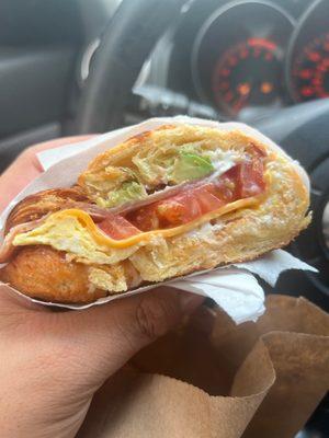 Breakfast croissant sandwich