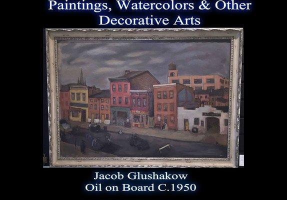 19th-20th C. Original paintings, watercolors, and drawings.