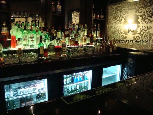 Beautiful back bar with color changing LEDs.