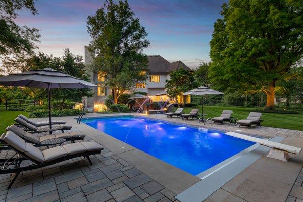 The Ville Team | Large Pool with diving board and water fountain at home for sale | Naperville, Illinois Top Real Estate Team