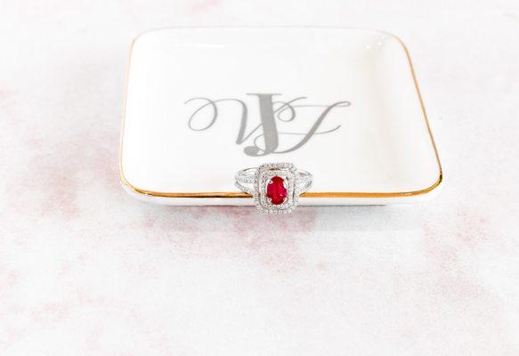 Ruby & Diamond Halo Ring