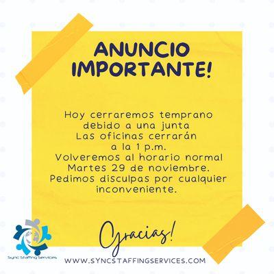 Anunció importante!