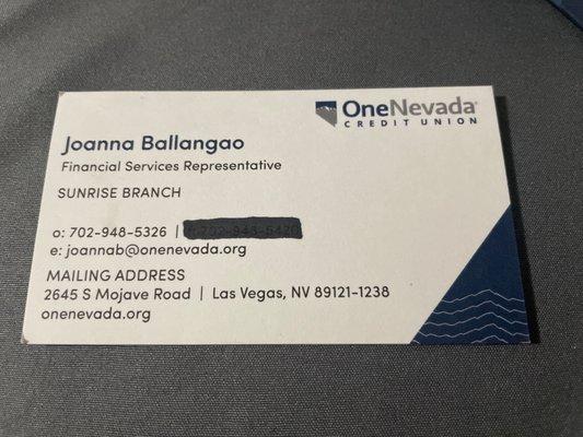 Joanna's Business Card