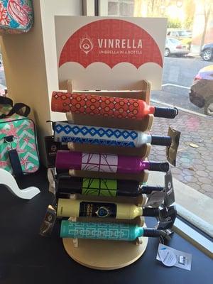 Vinrella Umbrellas! Umbrella in wine shaped holder!