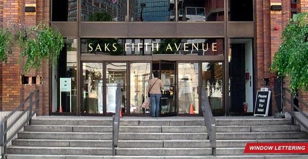 Window Lettering for Saks Fifth Avenue