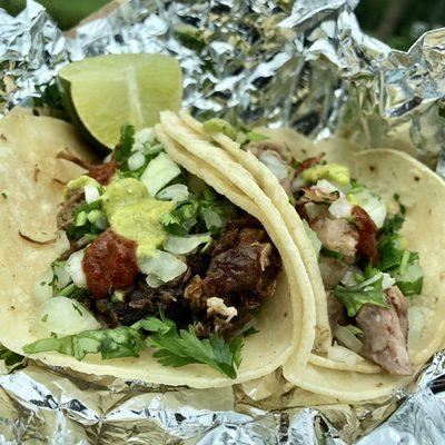 Barbacoa (left) and Carnitas (right)