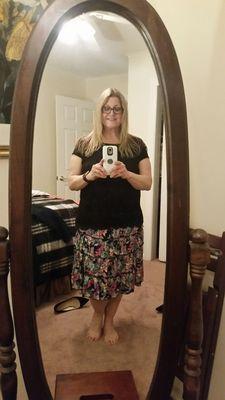 Cute top ($2.99) & matching separate skirt($14.99). I bought 3 skirts in diff colors just like this for hot Sicilian nights.