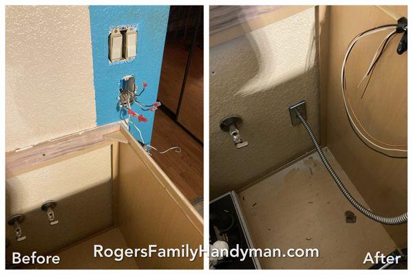 Add electrical to the side of a cabinet.